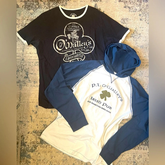 Lucky Brand Other - Vintage 90s Men’s TShirt and Hooded Longsleeve Bundle.  O’Malleys Pub. Size XL
